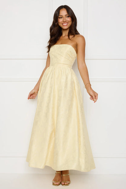 Dancing In Magic Strapless Maxi Dress Yellow
