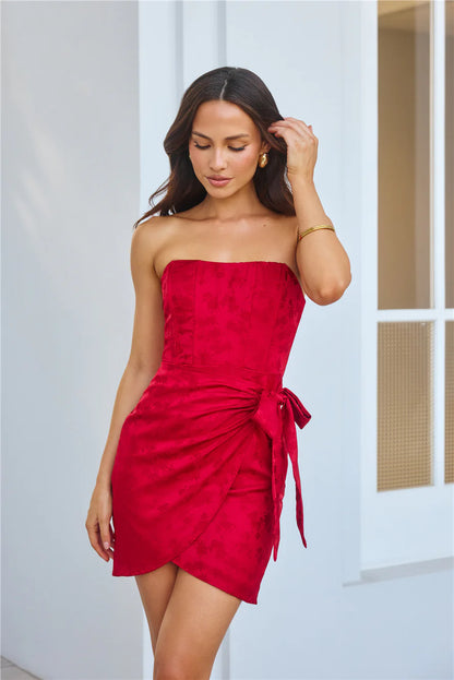 Sizzling Soirées Strapless Mini Dress Red