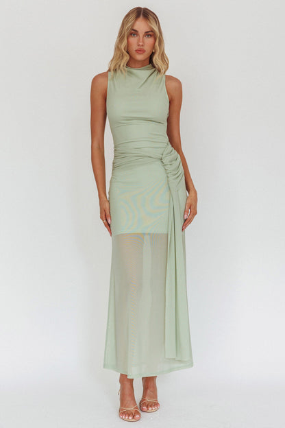 Girl's Night Waist Sash Maxi Dress Sage