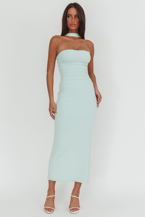 Luna Sol Reverse Halter Maxi Dress Mint