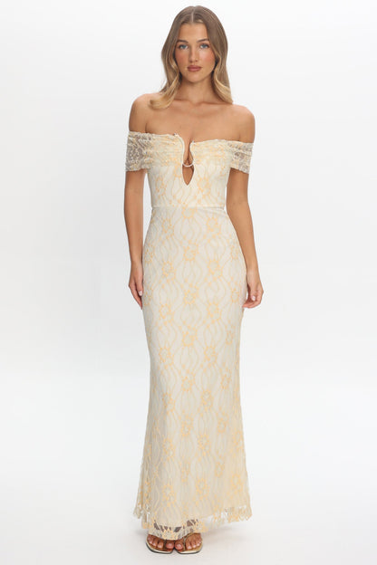 Tilda Off-Shoulder Maxi Dress Lace Butter