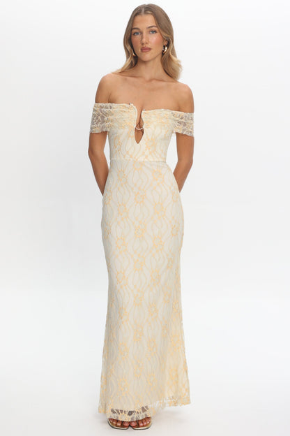 Tilda Off-Shoulder Maxi Dress Lace Butter
