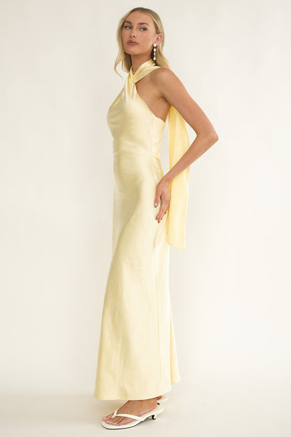 Alvara Crossover Halterneck Maxi Dress Butter
