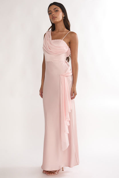 Doloros Drape Accent Maxi Dress Pink