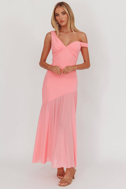 Treasure Sheer Hem Maxi Dress Pink